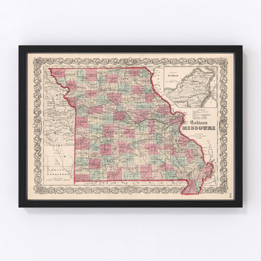 Vintage map of Missouri, 1861