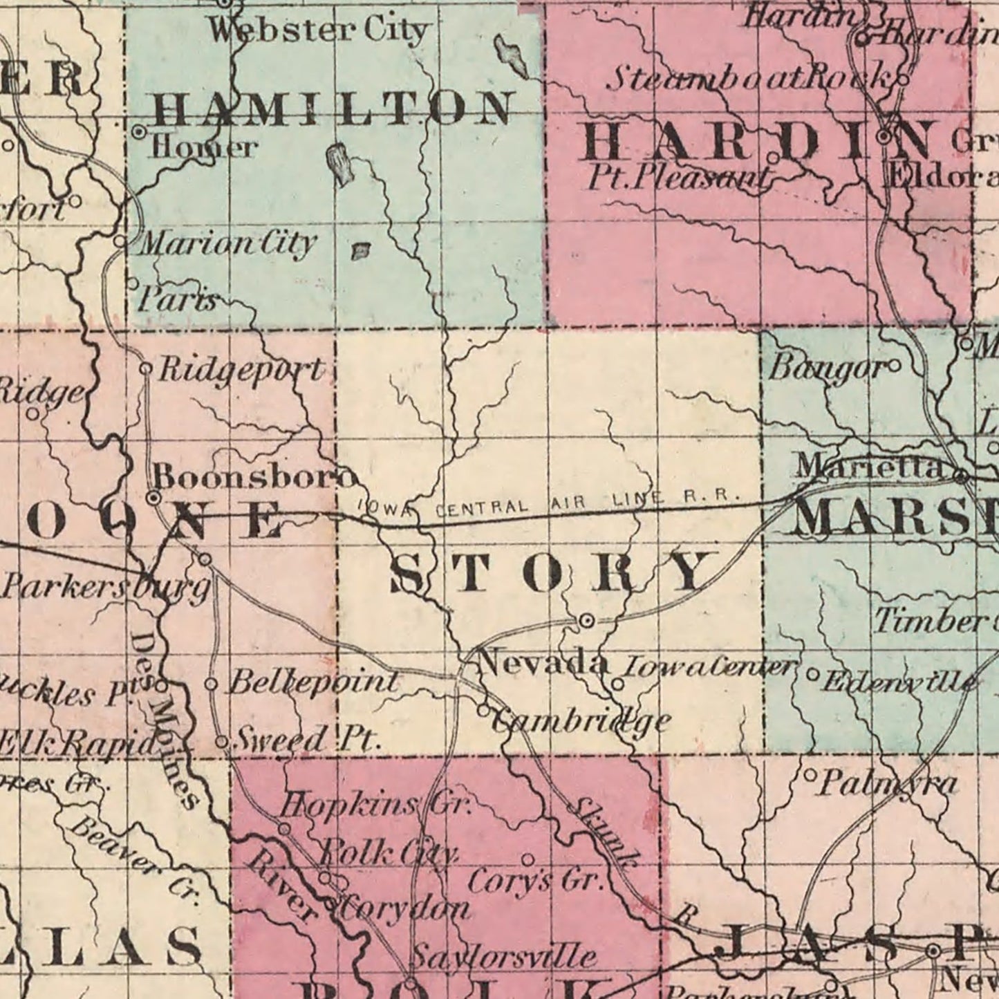 Vintage Map of Iowa, 1861