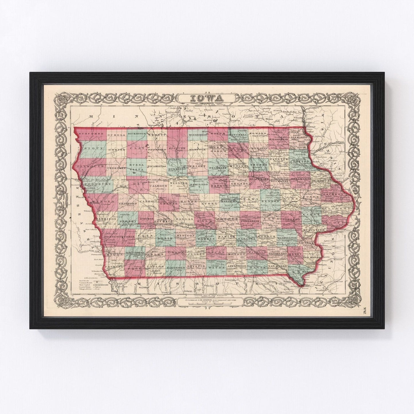 Vintage map of Iowa, 1861