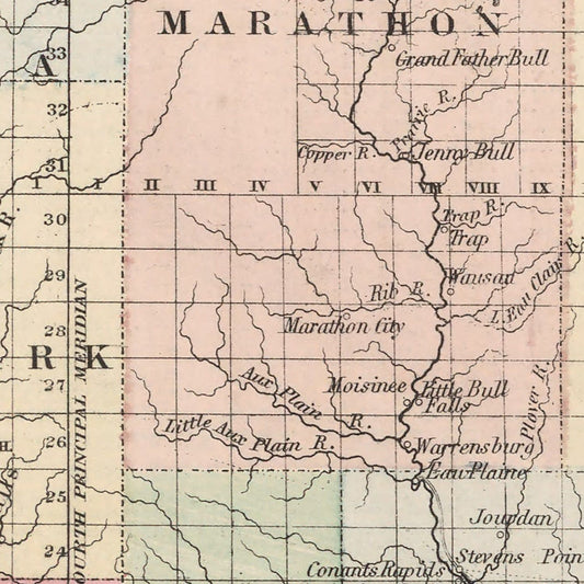 Vintage Map of Wisconsin, 1861