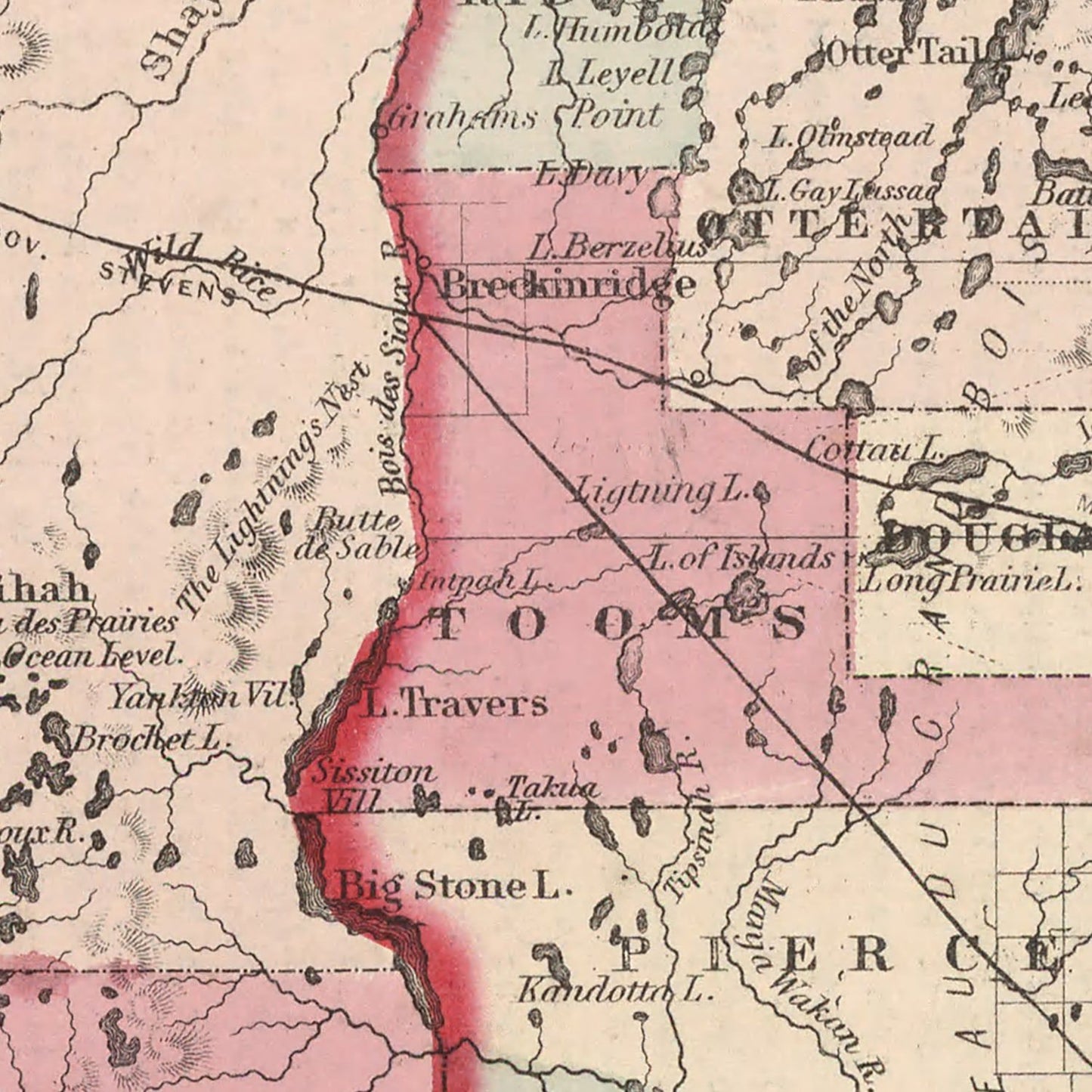 Vintage Map of Minnesota and Dakota, 1861