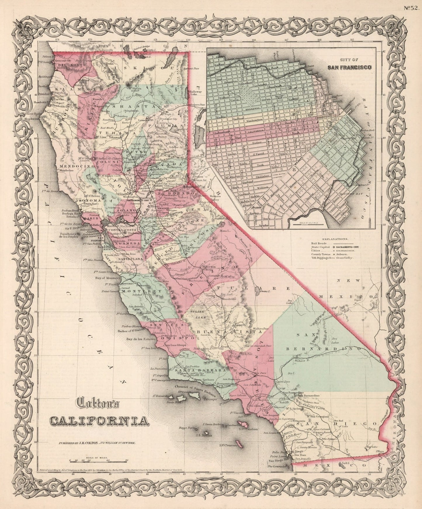 Vintage Map of California, 1861 | Wall Art
