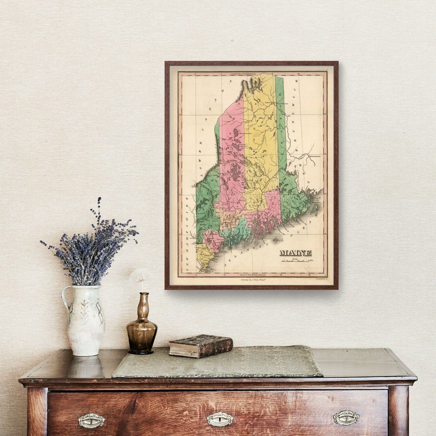 Vintage Map of Maine, 1824