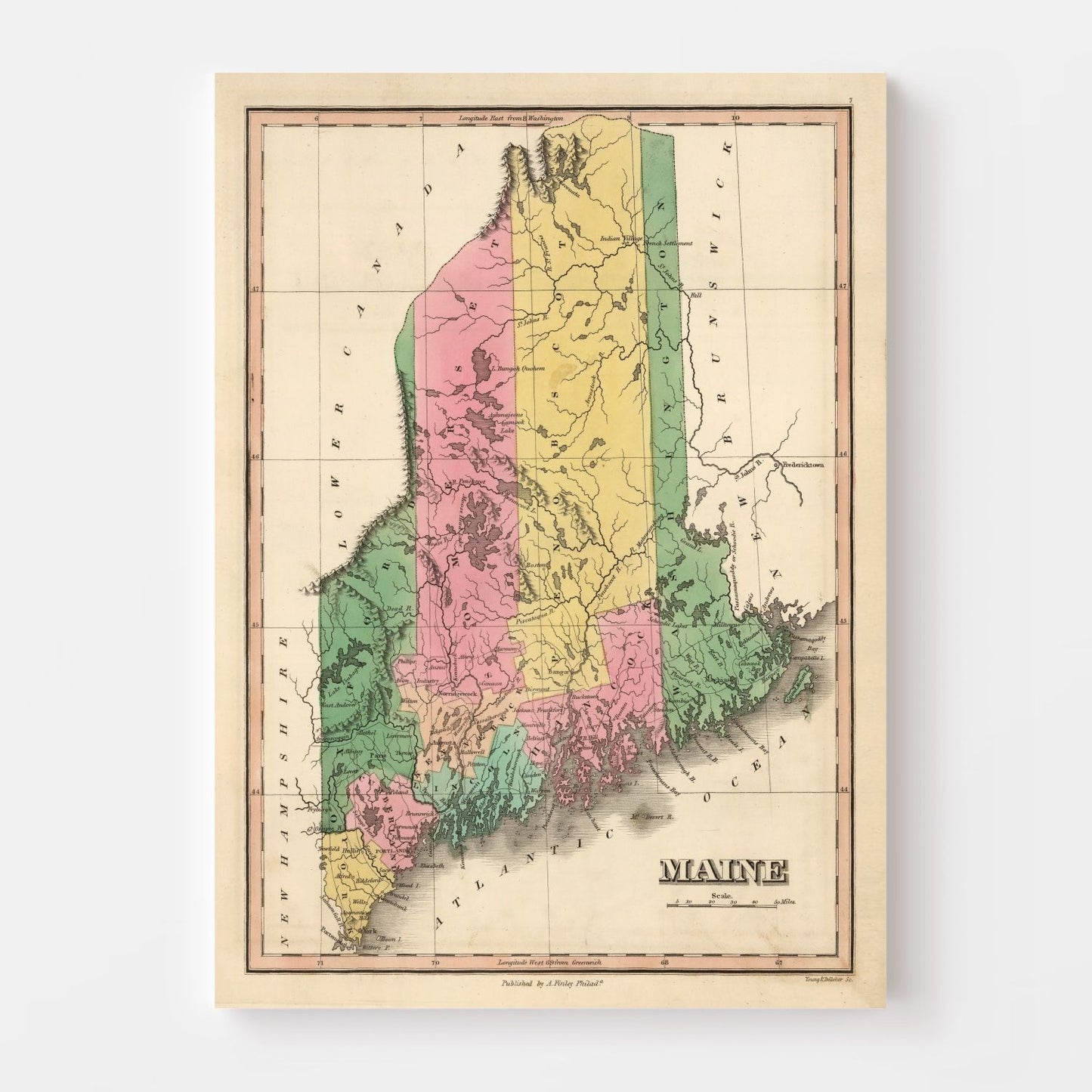 Vintage Map of Maine, 1824