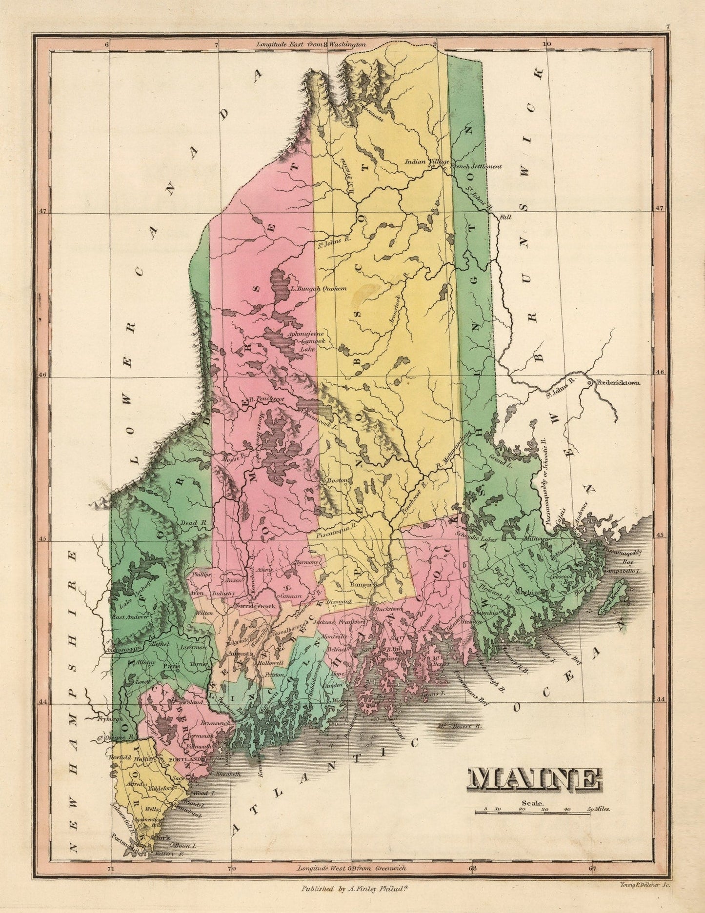 Vintage Map of Maine, 1824