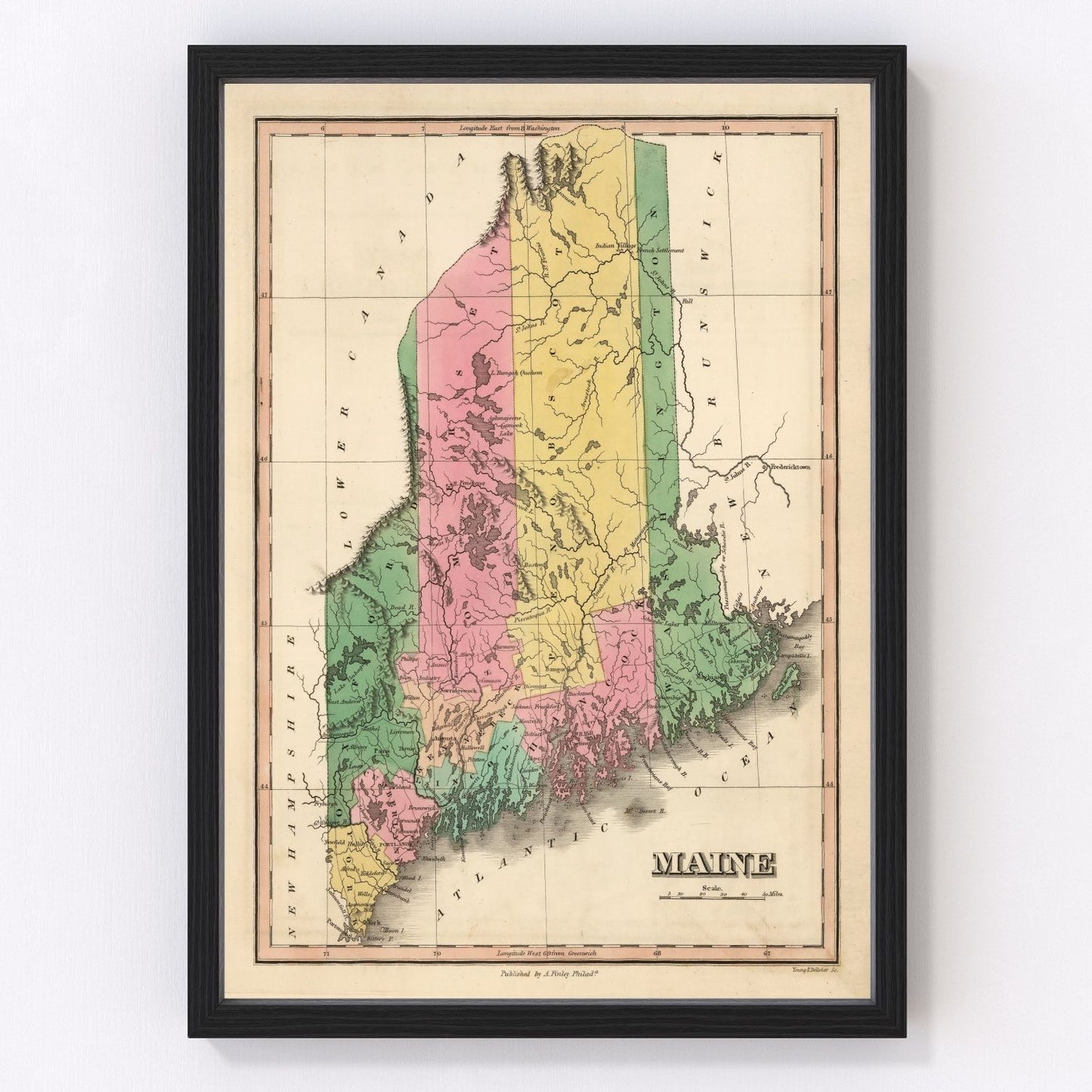 Vintage map of Maine, 1824