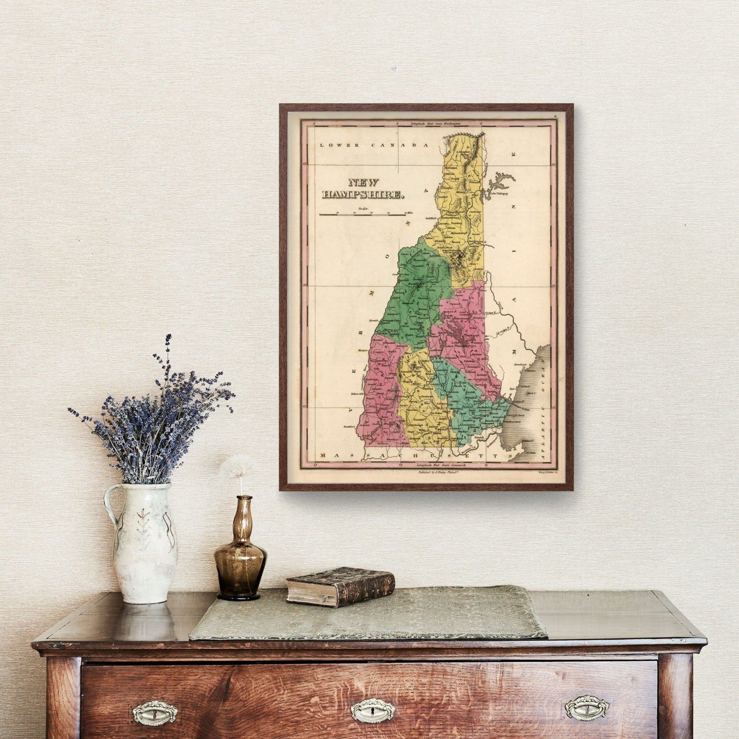 Vintage Map of New Hampshire, 1824