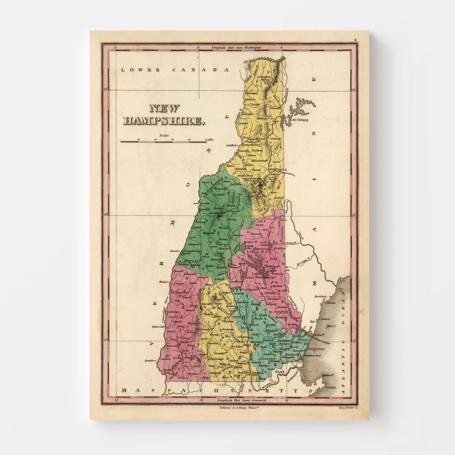 Vintage Map of New Hampshire, 1824