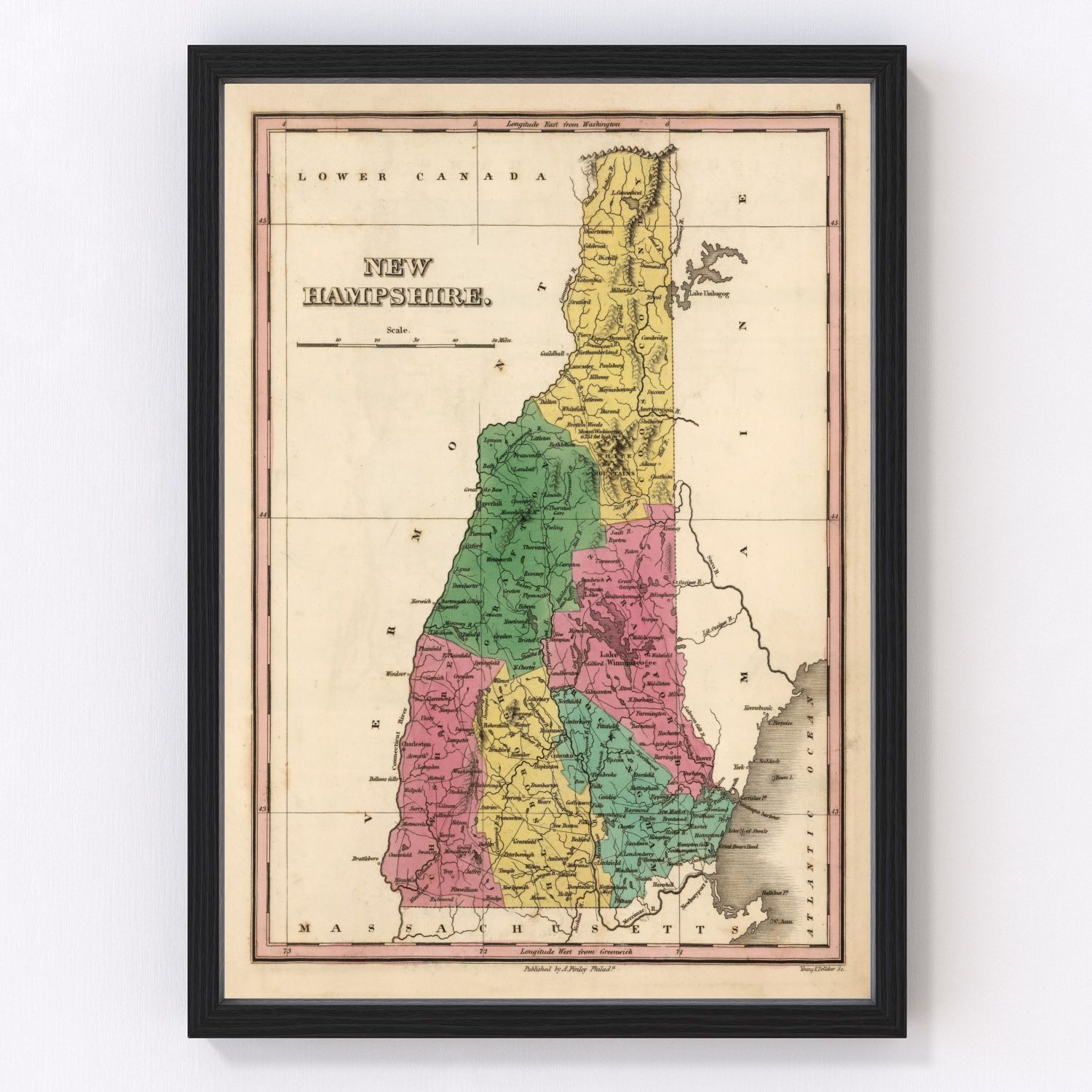 Vintage map of New Hampshire, 1824