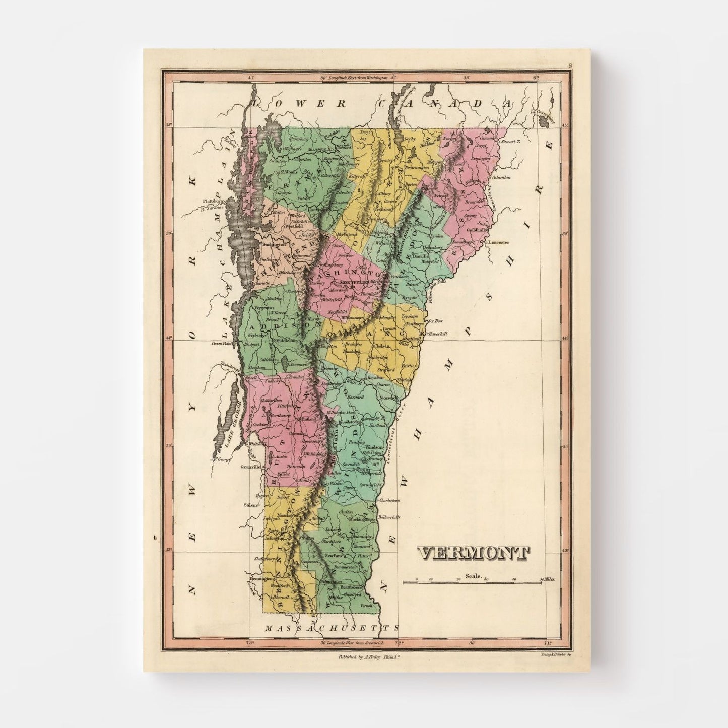 Vintage Map of Vermont, 1824 (No. 2)