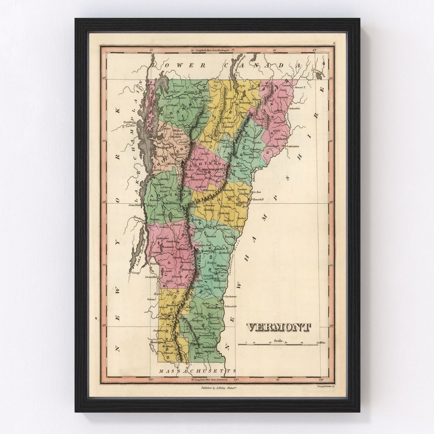 Vintage map of Vermont, 1824