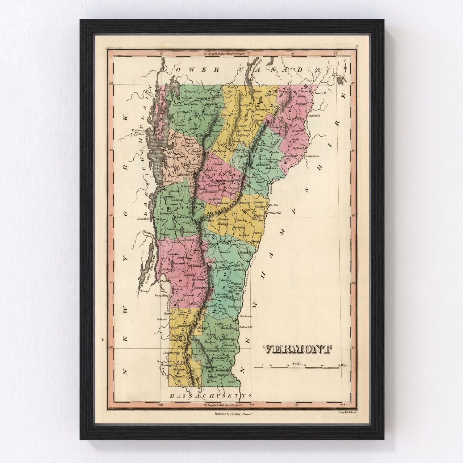 Vintage map of Vermont, 1824