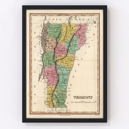 Vintage map of Vermont, 1824