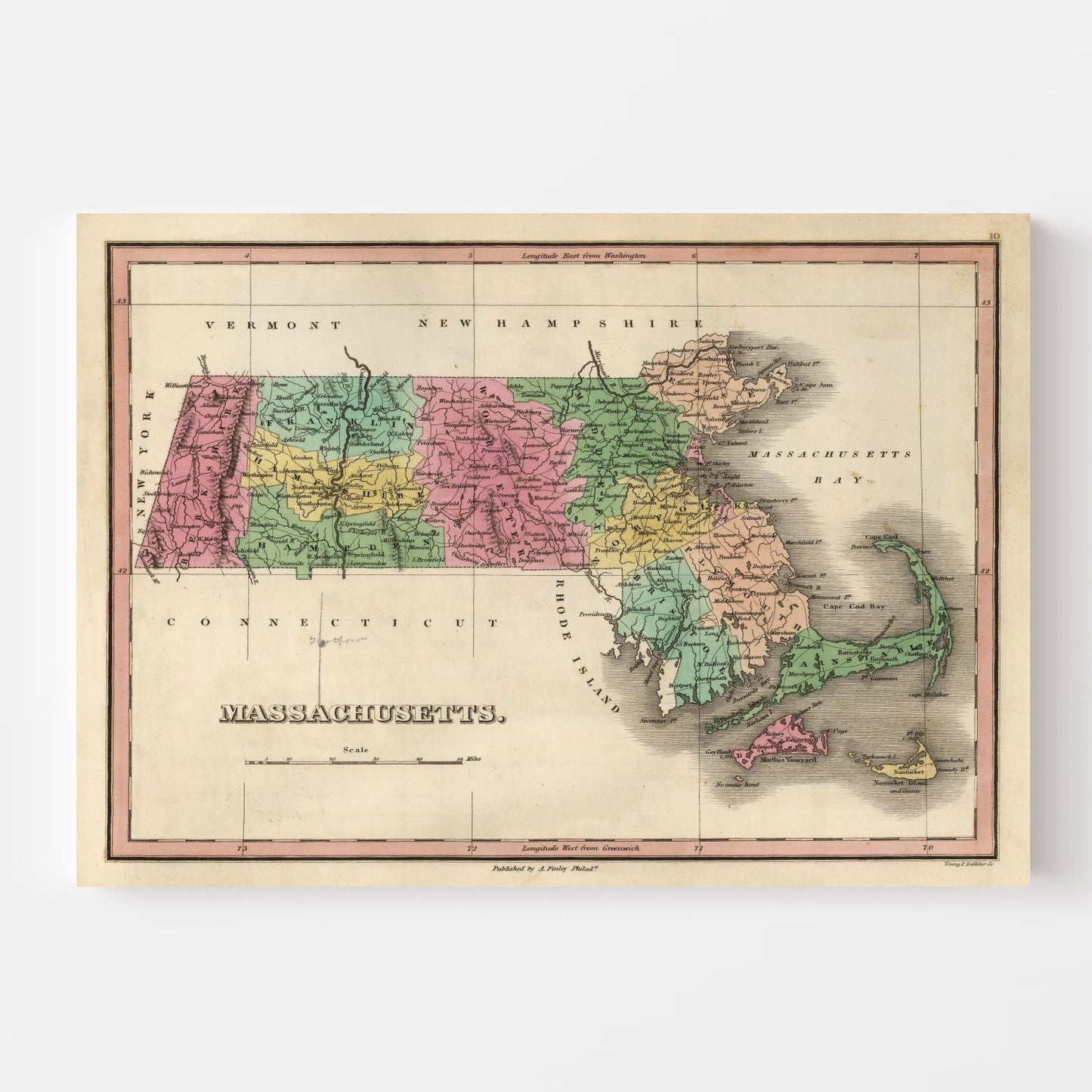Vintage Map of Massachusetts, 1824