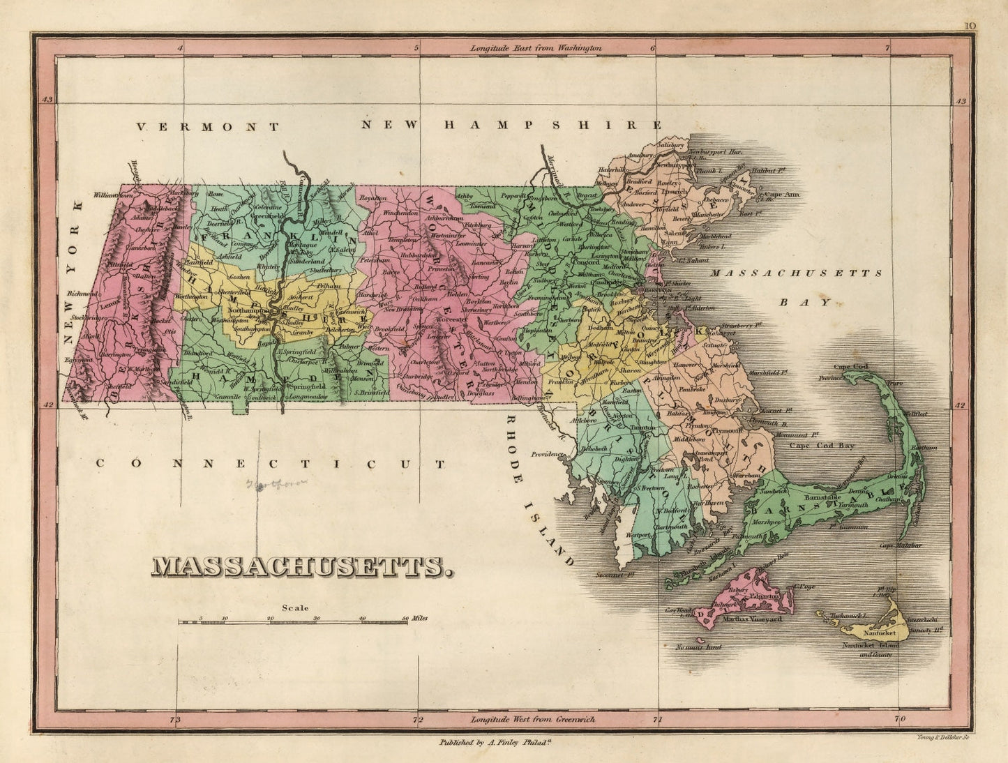 Vintage Map of Massachusetts, 1824