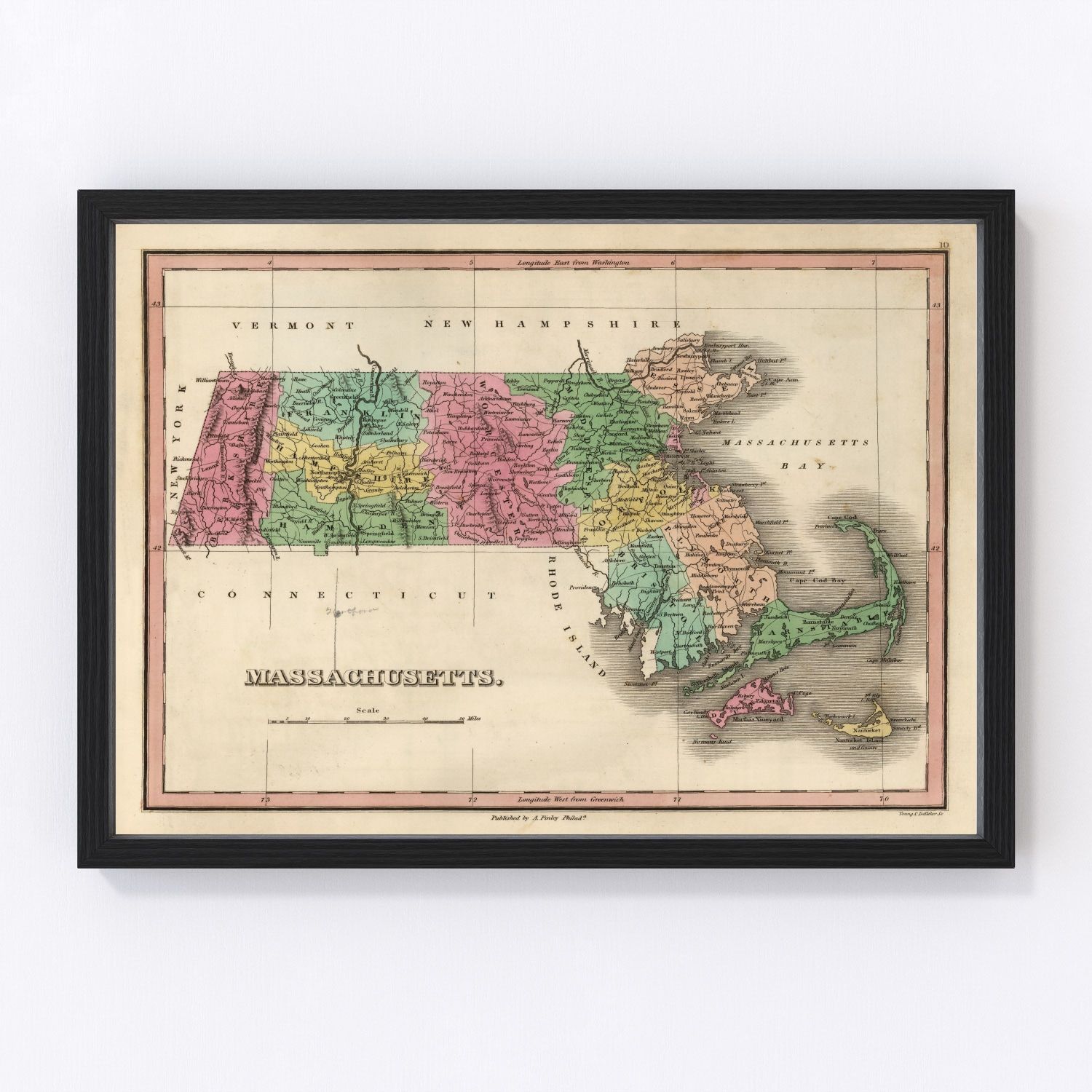 Vintage map of Massachusetts, 1824