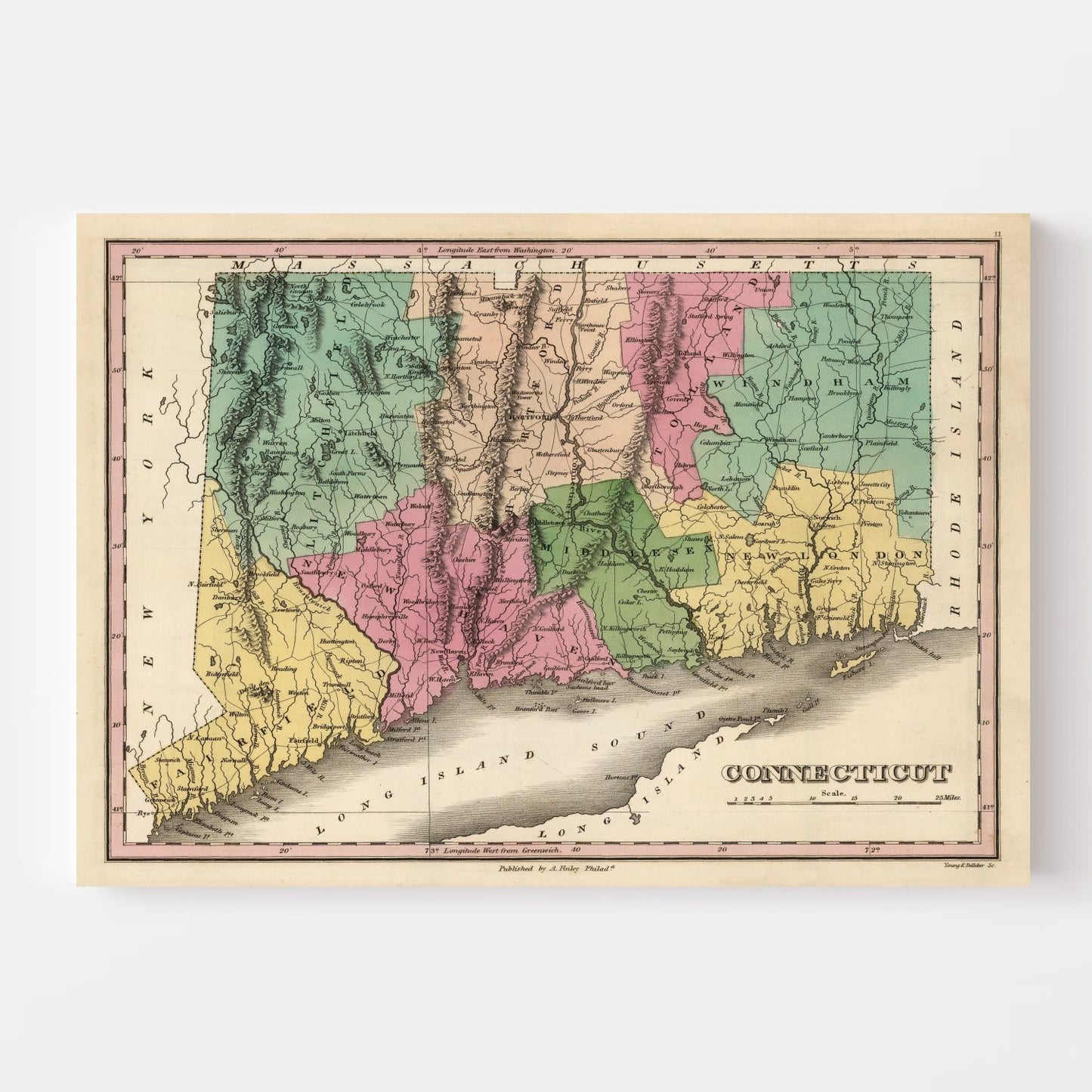 Vintage Map of Connecticut, 1824
