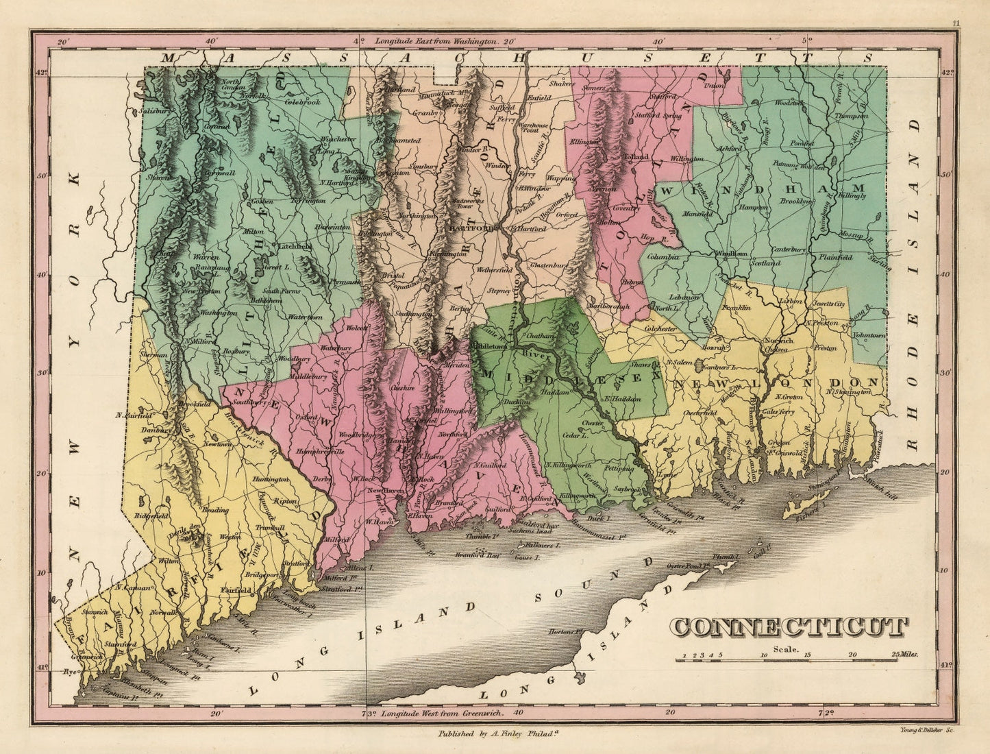Vintage Map of Connecticut, 1824