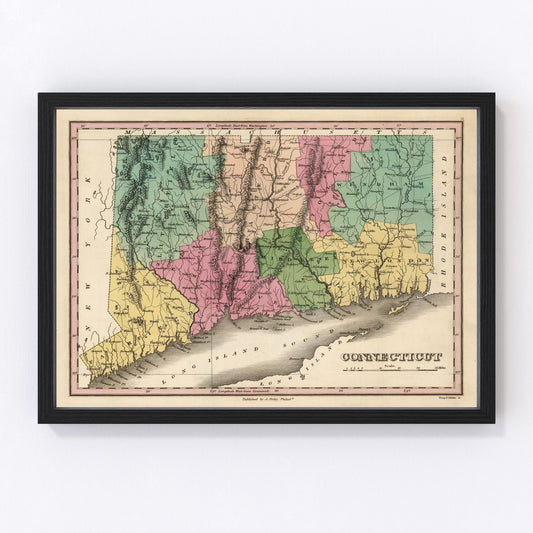 vintage map of Connecticut, 1824