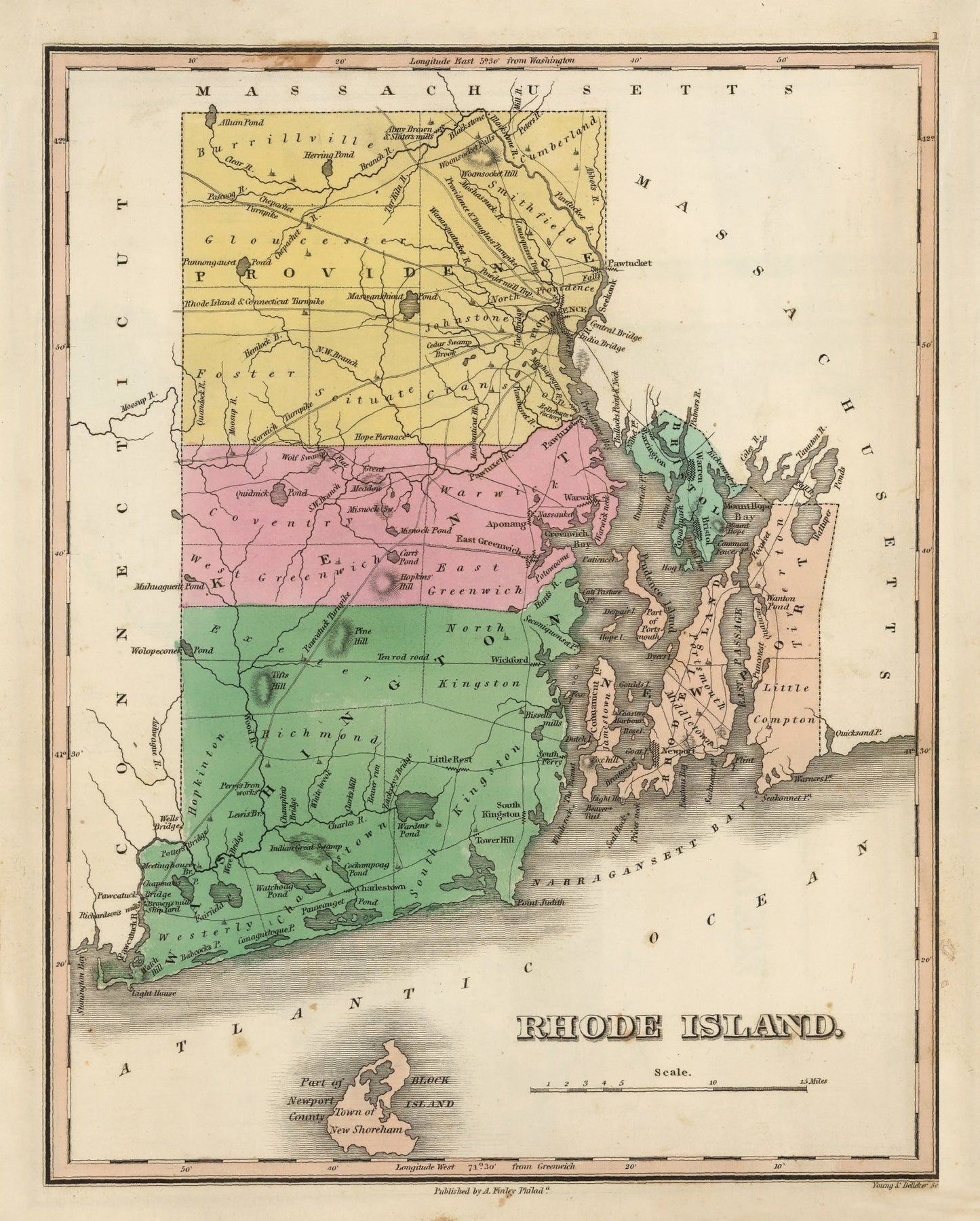Vintage Map of Rhode Island, 1824