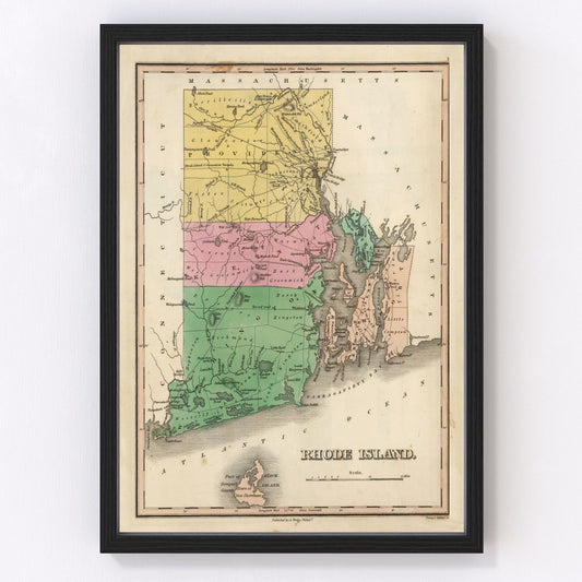 Vintage map of Rhode Island, 1824