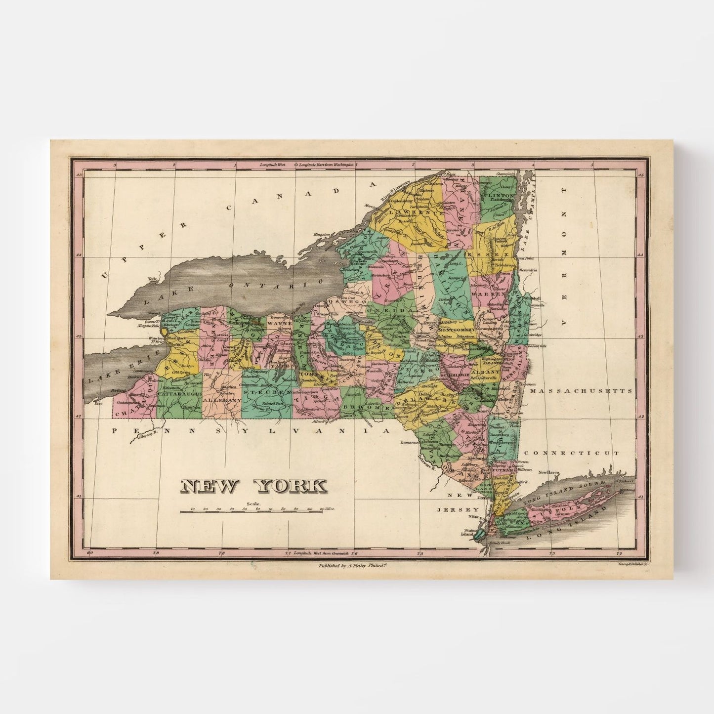 Vintage Map of New York City, New York, 1824