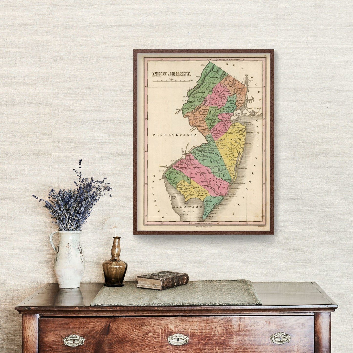 Vintage Map of New Jersey, 1824