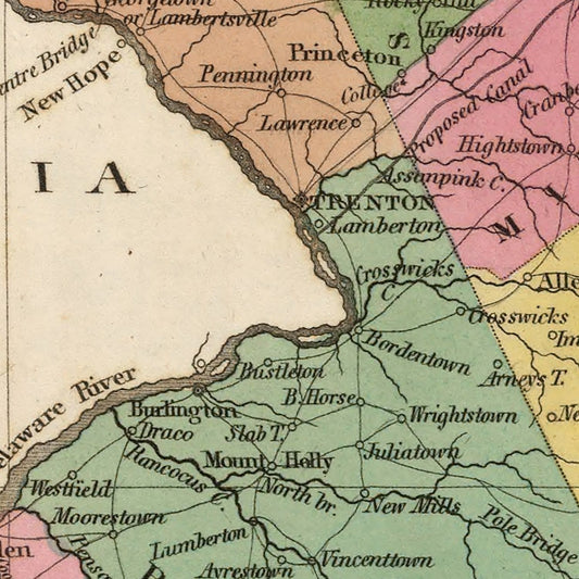 Vintage Map of New Jersey, 1824