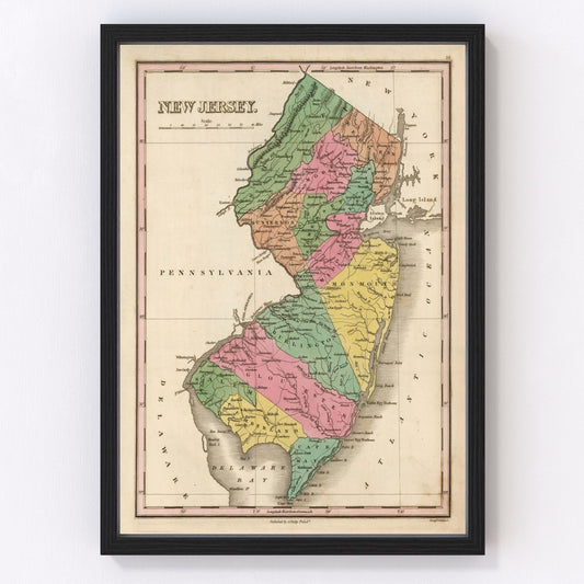 Vintage map of New Jersey, 1824