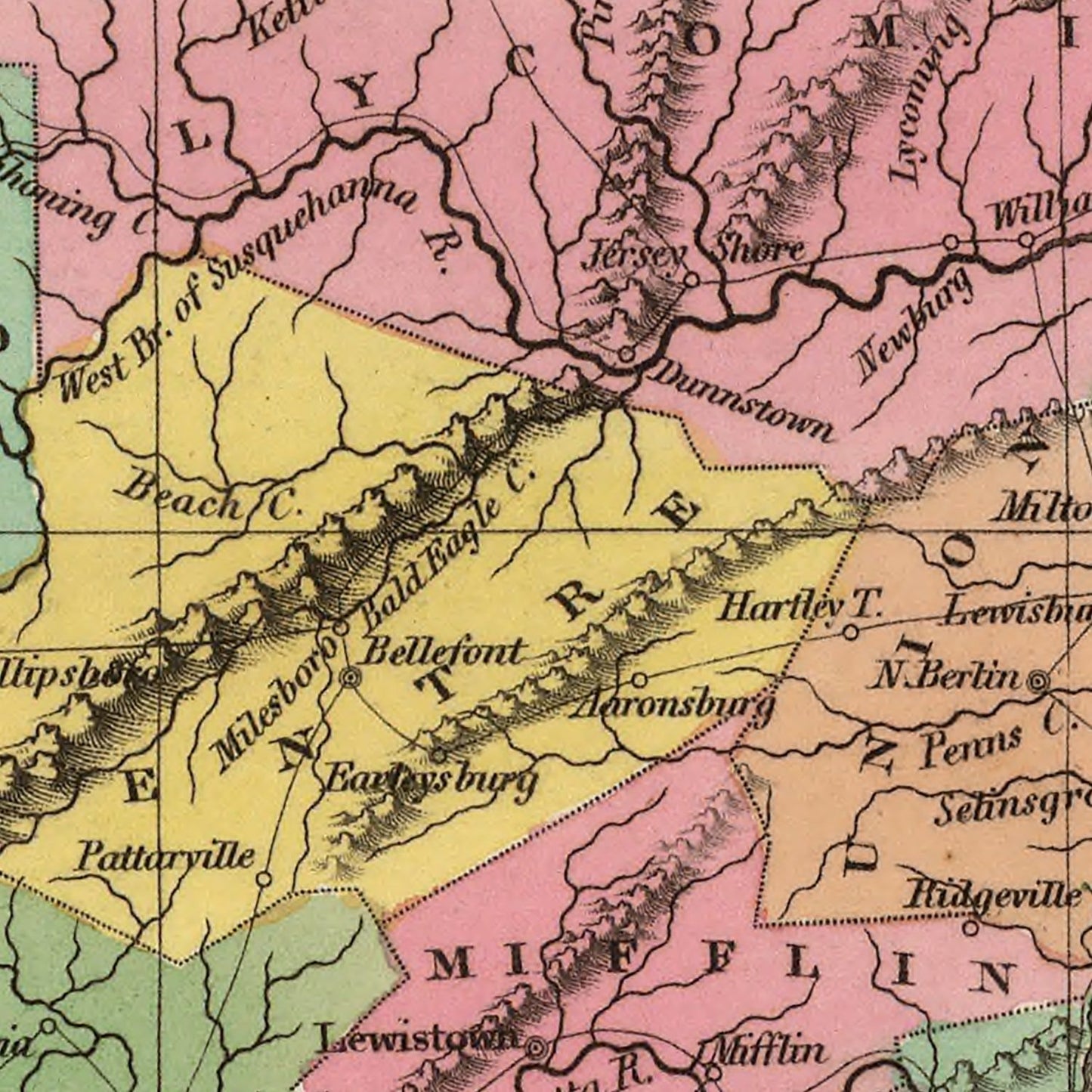Vintage Map of Pennsylvania, 1824