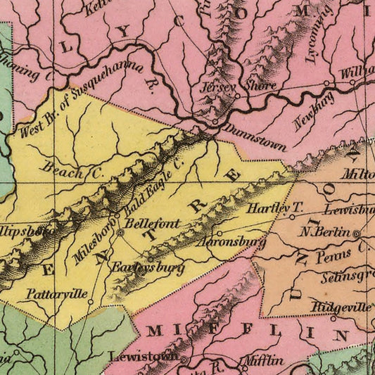 Vintage Map of Pennsylvania, 1824