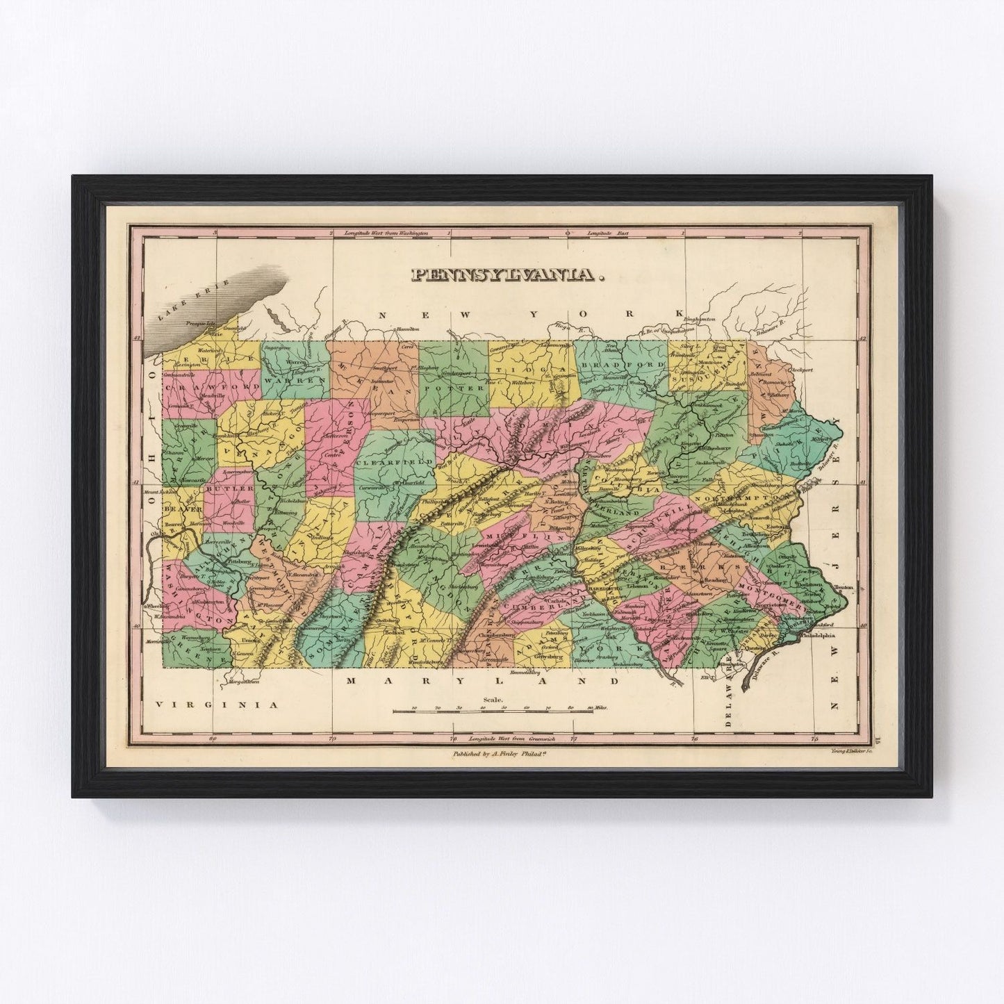vintage map of Pennsylvania, 1824