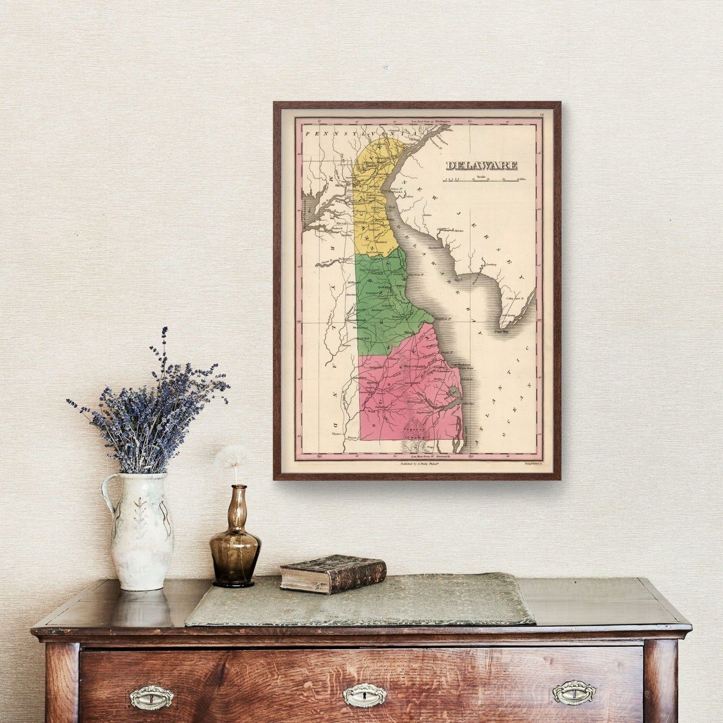 Vintage Map of Delaware, 1824