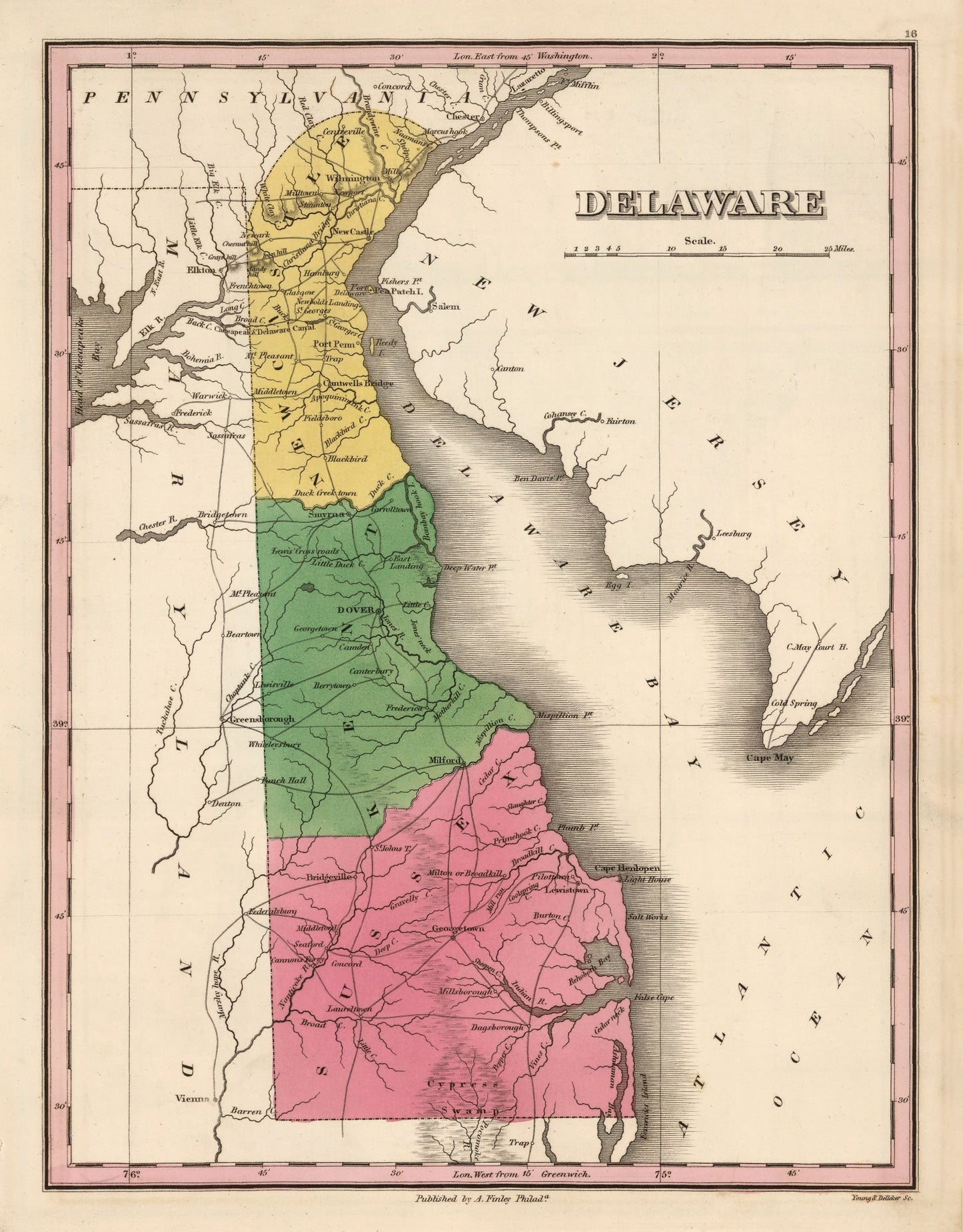 Vintage Map of Delaware, 1824
