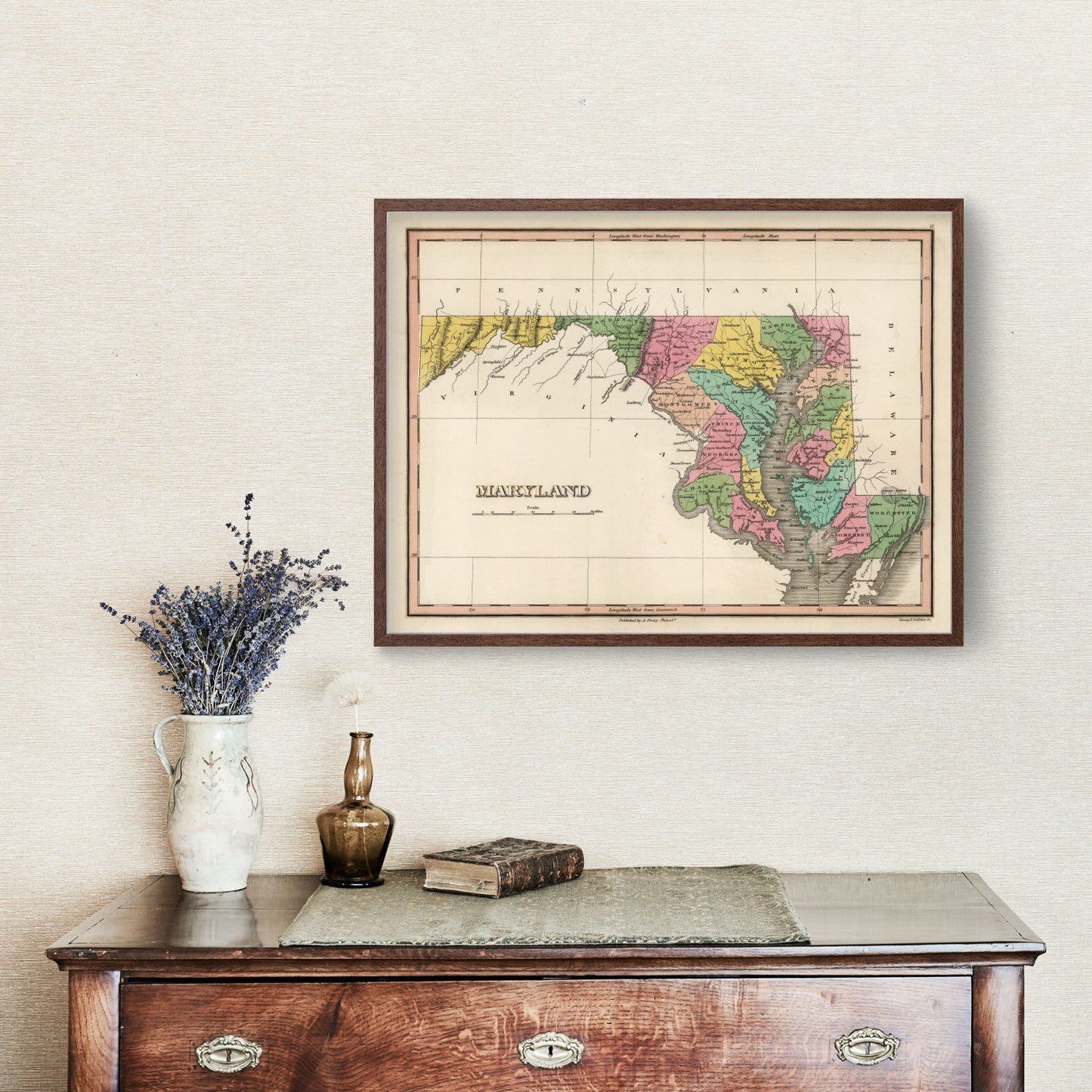 Vintage Map of Maryland, 1824