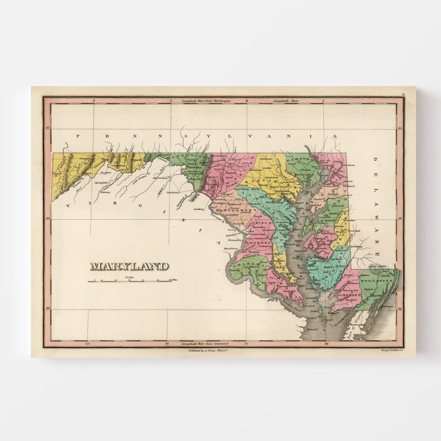 Vintage Map of Maryland, 1824