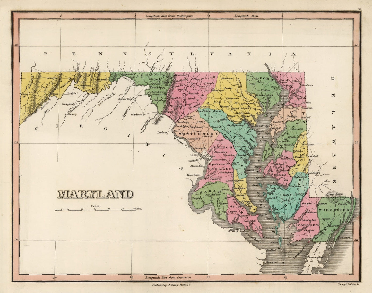 Vintage Map of Maryland, 1824