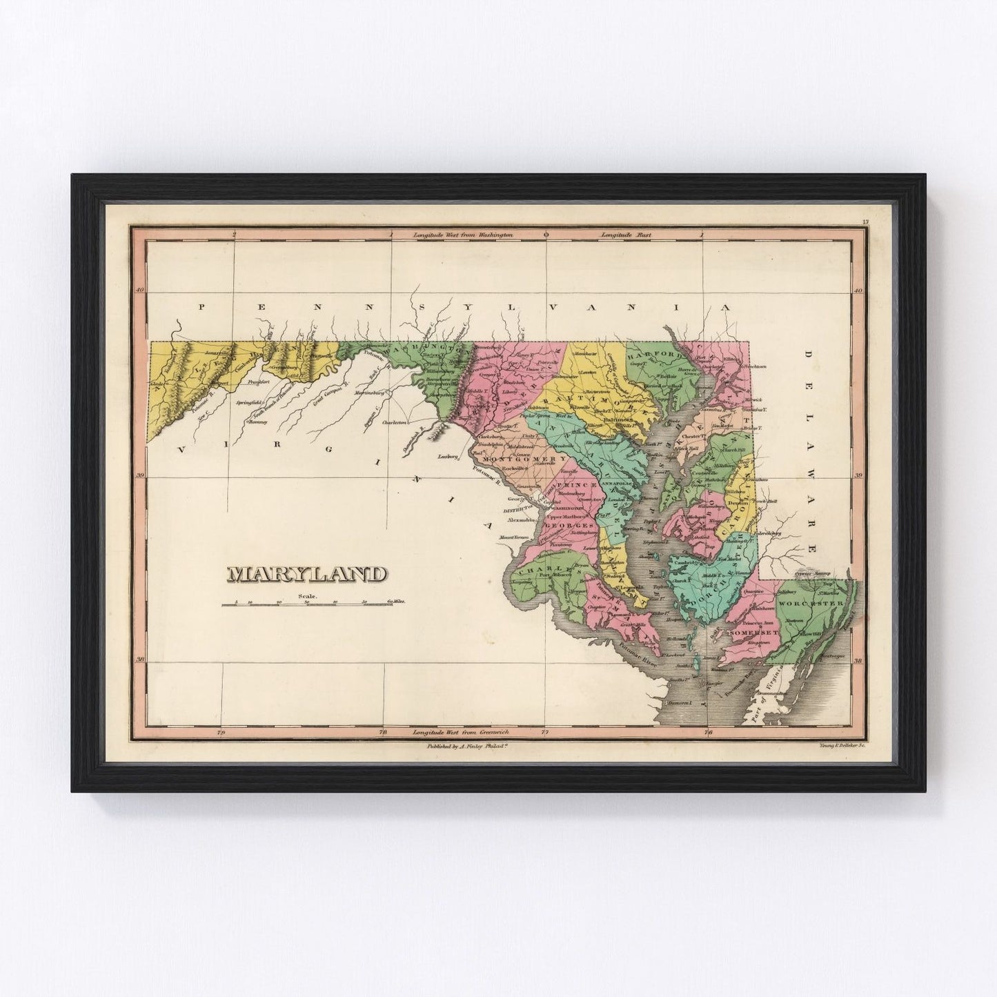 Vintage map of Maryland, 1824