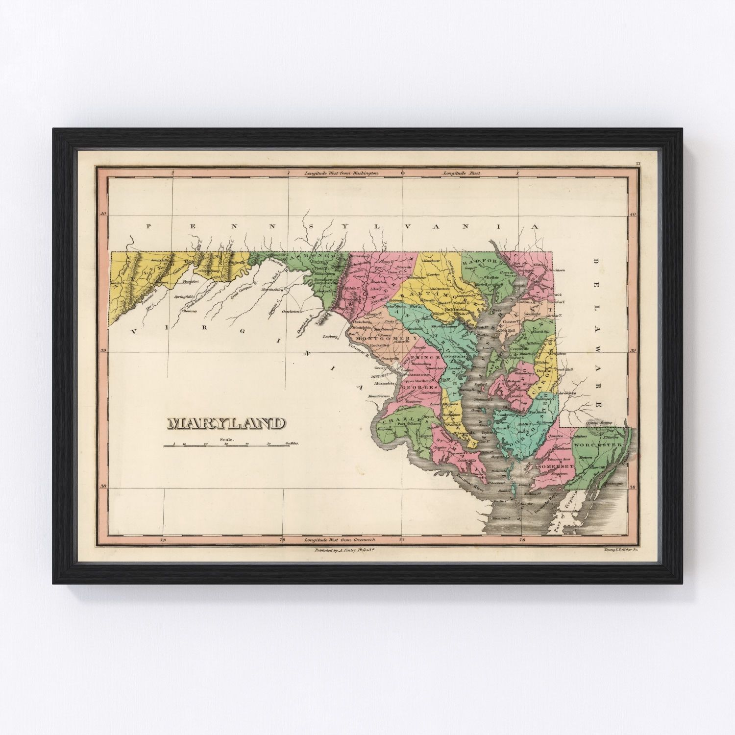 Vintage map of Maryland, 1824