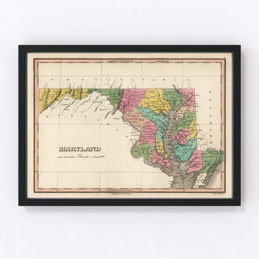 Vintage map of Maryland, 1824