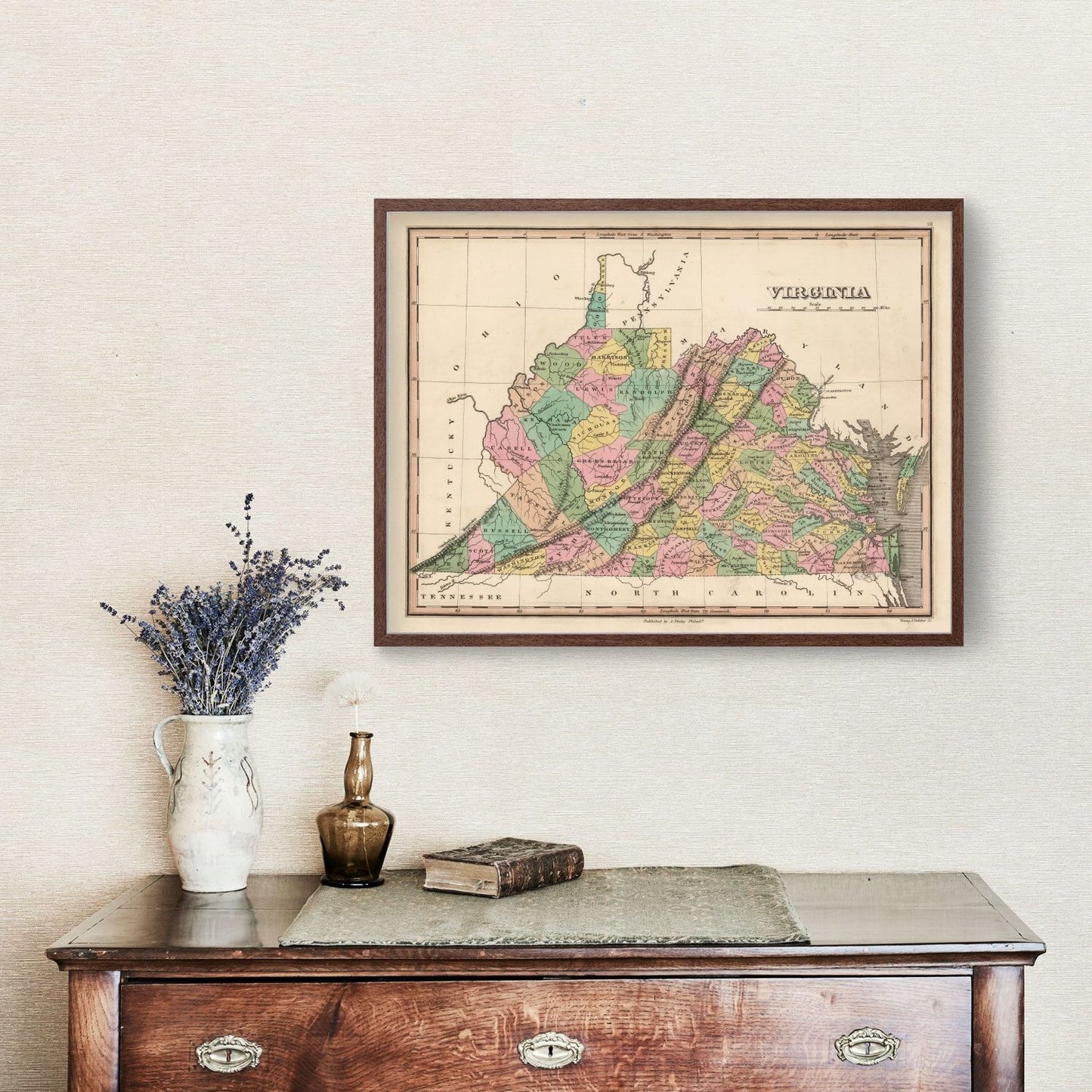 Vintage Map of Virginia, 1824