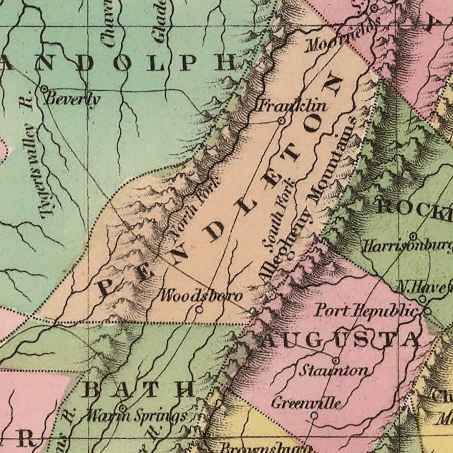 Vintage Map of Virginia, 1824