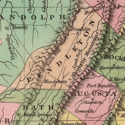 Vintage Map of Virginia, 1824