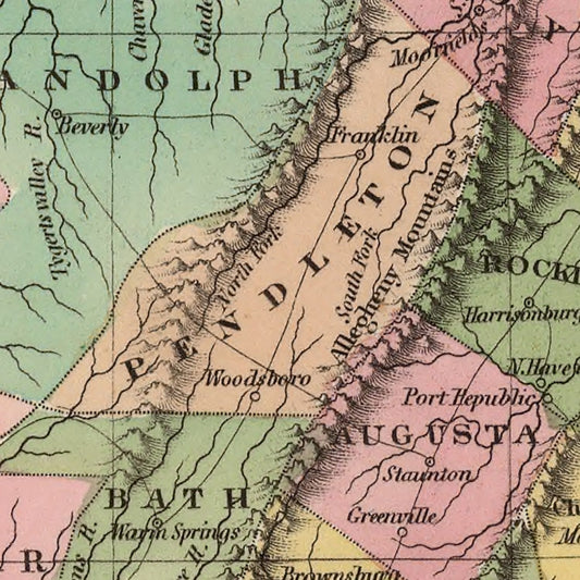 Vintage Map of Virginia, 1824