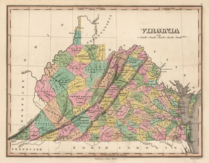 Vintage Map of Virginia, 1824