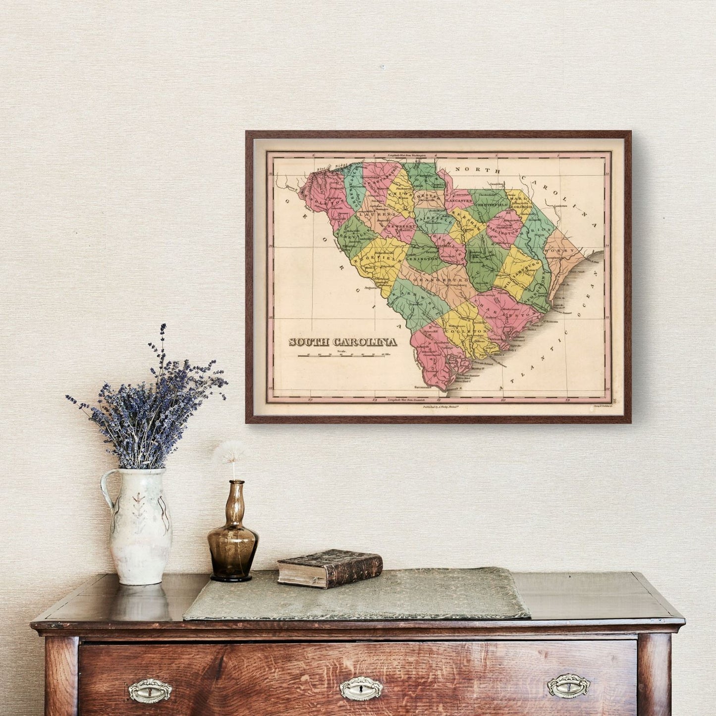 Vintage Map of South Carolina, 1824