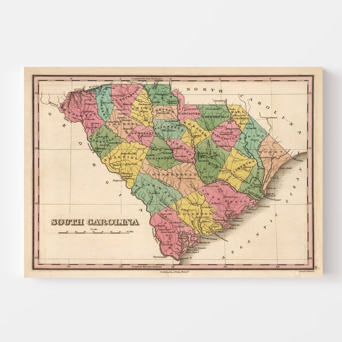 Vintage Map of South Carolina, 1824