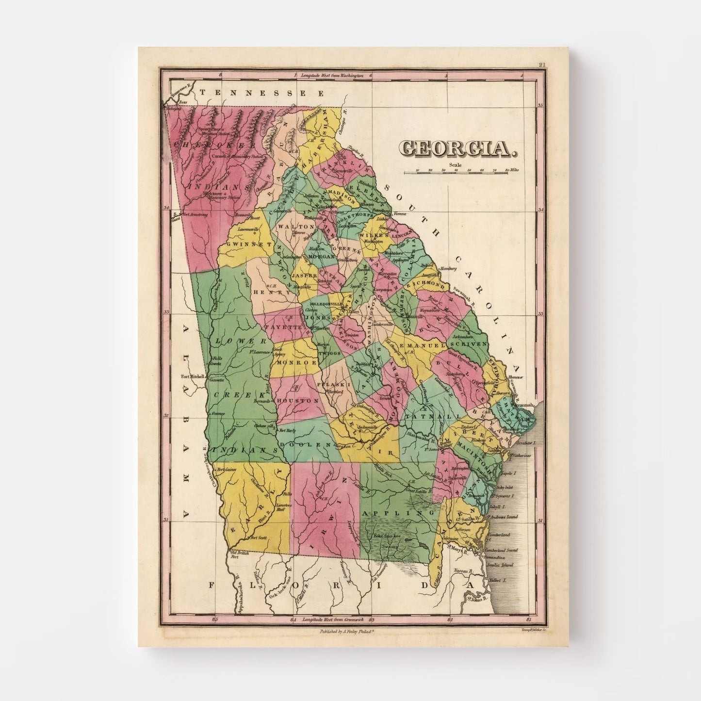 Vintage Map of Georgia, 1824