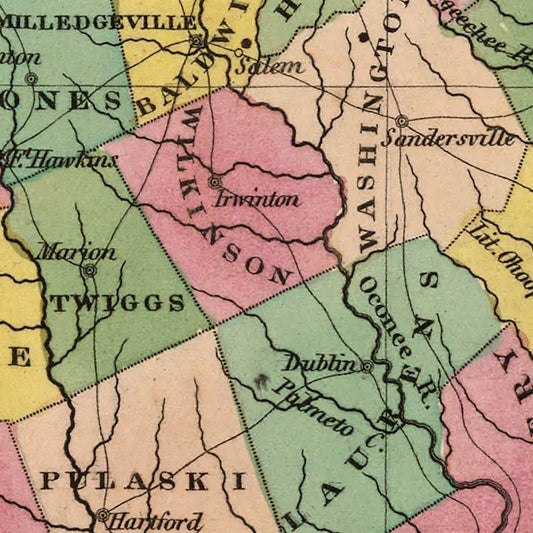 Vintage Map of Georgia, 1824