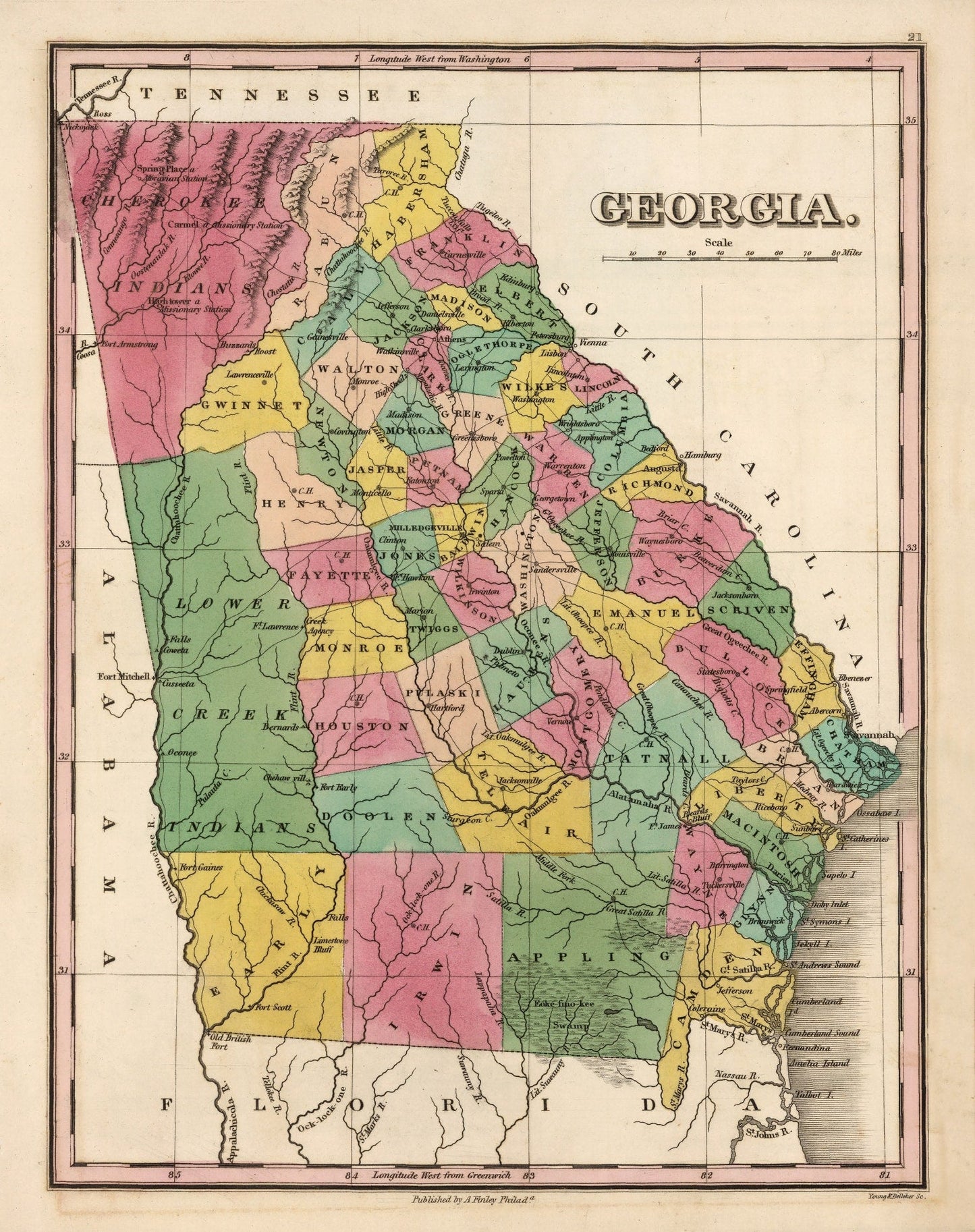 Vintage Map of Georgia, 1824